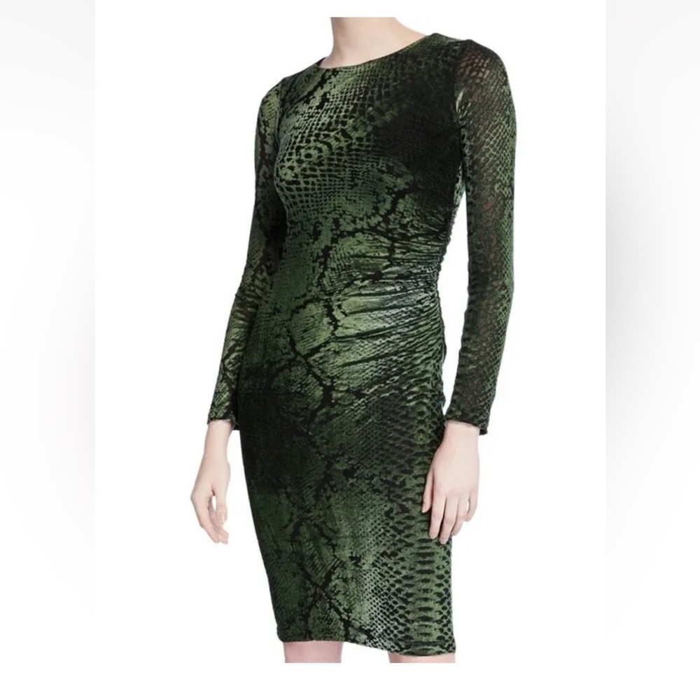 Fuzzi Long Sleeve Snake Print Velvet Dress Medium